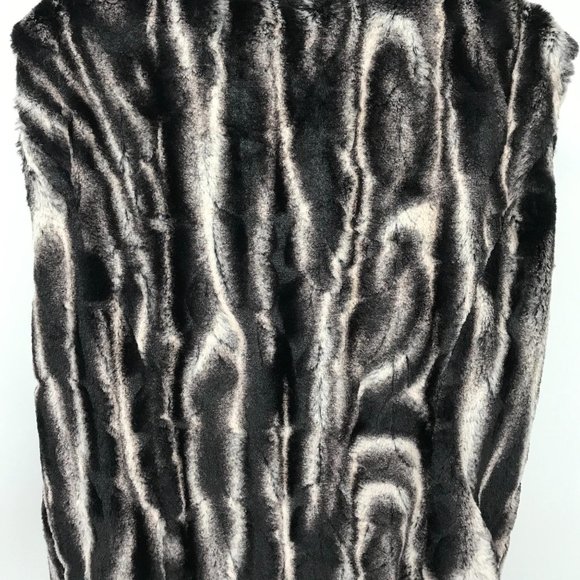 Style&Co Womens Black White Animal Print Faux Fur Front Zip Vest Size L - Picture 6 of 7